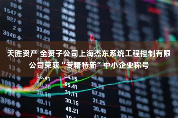 天胜资产 全资子公司上海杰东系统工程控制有限公司荣获“专精特新”中小企业称号